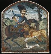 Hunter on Horseback Attacked by a Lion unknow artist